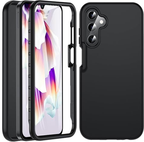 NWNK13 Case For Samsung Galaxy A16 5G / 4G Slim Fit Front & Back 360° Case Built-in Screen Protector Full Body Silicone Gel Mobile Phone Cover Black