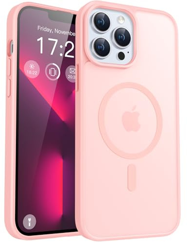 PuyaTeya für iPhone 13 pro Hülle, mit Magnetisch, Militärschutz Transluzent matt stoßfest Anti-Kratzen/Anti-Fingerprint/Anti-Glatte Handyhülle für iPhone 13 pro (Rosa)