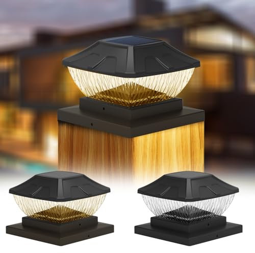 Mineup 2 Stück Solar Pfostenkappen Licht, Solar Pfostenleuchte, 3.5x3.5 4x4 5.5x5.5 Zaunpfosten Lampe, IP65 Wasserdicht Solarleuchten für Außen für Pfosten, Zaun, Plattform, Hölzerne