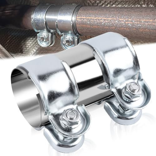 Fascetta di Scarico in Acciaio Inox Morsetto per Tubo di Scarico Auto Universale 50x95mm Doppio Morsetti per Fascia di Scaricos Giunzione Fascette Marmitta Auto per Quasi Tutte Autovetture