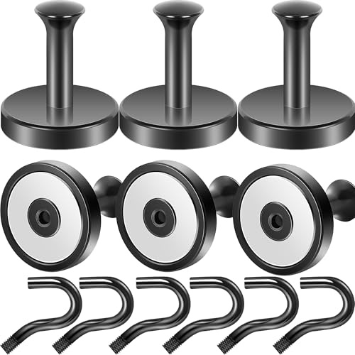 Neosmuk Magnetic Coat Hook,170lb Strong Extra Heavy Duty Magnet Hooks,Magnetic Wreath Hanger/Holder for Metal Doors,Purse,Towel,Stocking,Cruise Cabin,Black,6 Pack