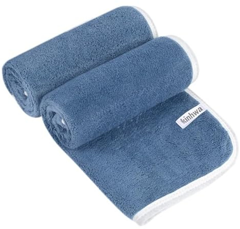 KinHwa Microfibre Hand Towels for Bathroom Super Soft Absorbent Bathroom Towels 50x75 Cm Luxury Thick Quick Dry Bath Towel 2 Pack Blue