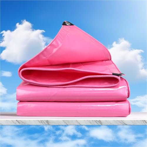 ELZEM Heavy Duty Waterproof Tarp Tarpaulin 500g㎡ Reinforced Edges & Rust-Proof Grommets For Camping, Outdoor, Roof(Multi-Purpose, UV Resistant)(Pink,4x5m)