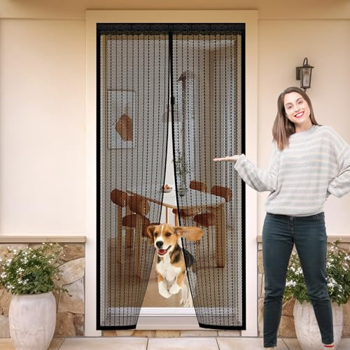 Porte Moustiquaire 200 x 240 cm(Largeur x Haut) Fermeture Automatique, Passer L'Air Frais, Magnétique Rideau de Porte Anti Installation Facile Sans Outils pour Les Types de Fenêtres, Noir A