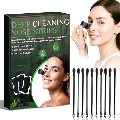 Damaile EU Mitesserentferner, Mitesserentferner Stripes, 80pcs Holzkohle Mitesser Entferner zur Tiefenreinigung, Porenbefreiung, Effektiv und Schonend Nose Strips Mitesser für Alle Hauttypen
