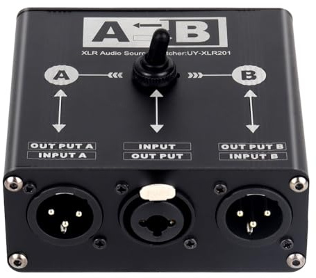OVNSHVN Commutateur audio XLR 1 en 2 sorties pour mixeur de cartes son et microphone 2 mâles XLR 1 6,5+XLR