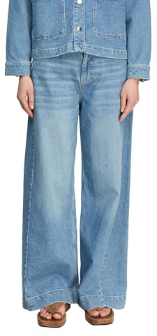 Comma Mittelblau Gewaschene Wide-Leg Denim mit tonalem Seiteneinsatz