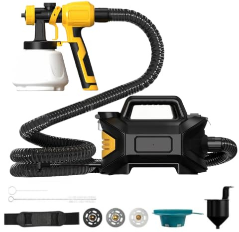 Sistema de Pulverización de Pintura 800W con 3 Boquillas y 3 Patrones de Pulverización, Pistola de Pintura Eléctrica con Manguera de Aire 1,5m, Pistola para Pintura de Paredes para Muebles, Paredes