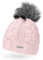 Neverless Damen Strick-Mütze gefüttert mit Kunstfell-Bommel, Winter-Mütze, Bommelmütze, rosa Unisize