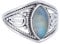 mantraroma Ring Silber Damen Regenbogen Mondstein Edelstein weiß ausgefallen verspielt (MRG-070-04-(50))