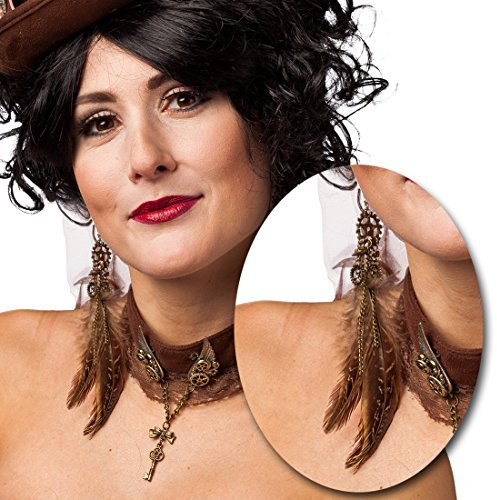 Amakando Steampunk Ohrringe Ohrschmuck Retrofuturismus Modeschmuck Clockworker Ohrhänger Cyberpunk Retro Kostümzubehör Federohrringe mit Zahnrad