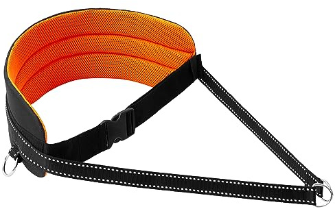 LASALINE Bauchgurt für Hundeleine Canicross Dogtrekking Ski-Jöring Touren Hundesport in Schwarz Neonorange