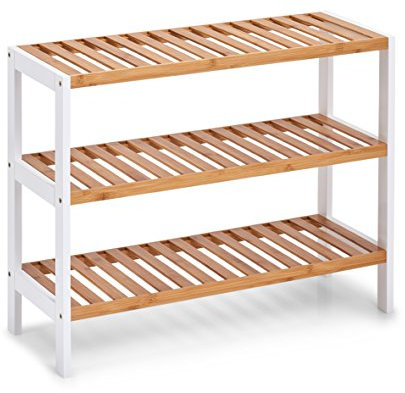 ZELLER PRESENT SCHÖNER LEBEN. PRAKTISCH WOHNEN. Schuhregal m. 3 Ablagen, Bamboo/MDF, weiß