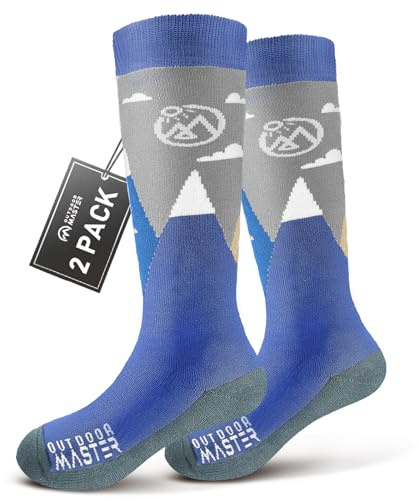 OutdoorMaster Chaussettes de Ski Pour Enfants - Mélange de Laine Mérinos, Conception OTC avec Manchette Antidérapante