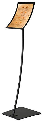 Infoständer konkav mit flexibler Magnetfolie für Einlagen in DIN A4, Stahl schwarz