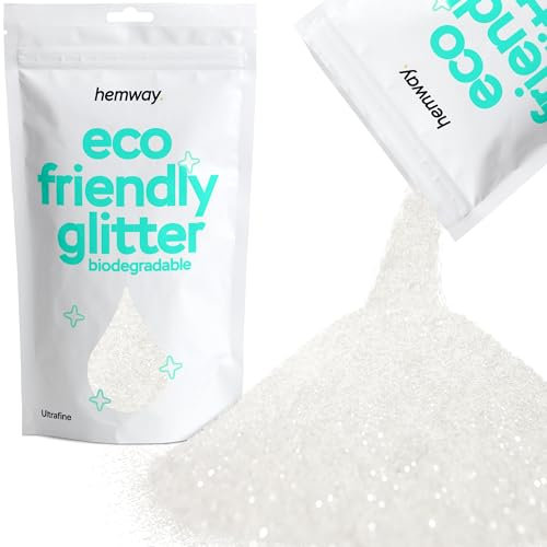Hemway Eco Friendly Biodegradable Glitter - White Iridescent | 100g Ultrafine Plant-Based Metallic Flakes for Arts & Resin Crafts | Bio Supplies for Festival, Hair, Face, Body & Nail Art Decoration