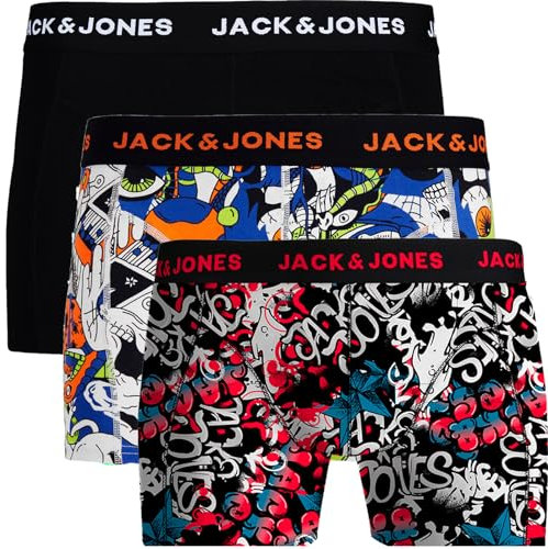 JACK & JONES Boxershorts 3er Pack Herren Trunks Shorts Baumwoll Mix Unterhose uj.s52 (L, @17)