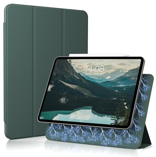 kenke Schutzhülle für iPad Pro 27.9 cm (11 Zoll) 2020 2. Generation, stark magnetisch, ultradünn, Smart Cover für iPad Pro 11 Zoll (27.9 cm), unterstützt Apple Pencil Paar & Aufladung, Dunkelgrün