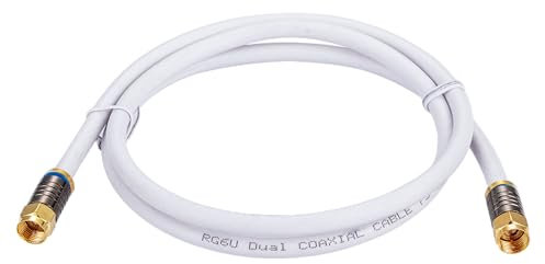 1M White RG6 Coax Cable Dual Shield Outdoor/Indoor Coaxial BNC Extension Wire For Satellite Dish Cable TV Antenna