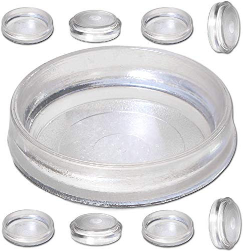 8 x Large Clear Castor Cup Furniture Feet 65mm