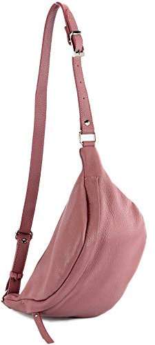 modamoda de - T77 - ital. Hüfttasche Bauchtasche Brusttasche Medium aus weichem Leder, Farbe:Altrosa