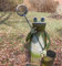 Deko-Impression Zaunfigur Zaunhocker Frosch mit Kescher/Netz Gartendekoration Eisen