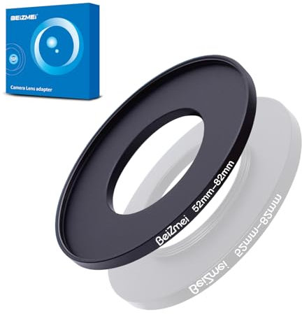52 mm - 82 mm Step-Up-Ring für Filter, kompatibel mit allen Marken, Durchmesser 52 mm Objektiv bis Ø82 mm UV ND CPL Kamerafilter. Hergestellt aus CNC-gefräst.