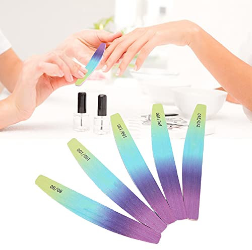 Limes à Ongles 80/100/150/180/240, Disponibles en Cinq Tailles Professional Half Moon Bilatéral Double Face Lavable Outils de Soin des Ongles Limes de Manucure et de Pédicure(80/80)