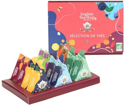 English Tea Shop - Coffret thé bio à offrir - Assortiment de 6 créations fruitées et exotiques dans une boite de 12 pyramides - Idée cadeau femme