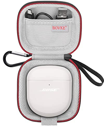 BOVKE Tragetasche für Bose QuietComfort Earbuds II/Earbuds 2 Noise-Cancelling-In-Ear-Kopfhörer, extra Netztasche für Kabel und Ohrstöpsel, schwarz (nur Case)
