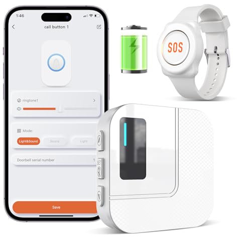 DAYTECH Notrufknopf für Senioren auf Handy, WiFi Tuya Smart Senioren Notfallknopf Alert System, Hausnotruf für ältere Patienten Behinderte,Kinder SOS Notruf(1 Weisser Empfänger+1 Armband)