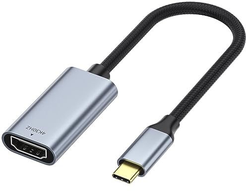 iJiZuo USB C to HDMI Adapter 4K@30Hz, Thunderbolt 3 to HDMI Adapter Compatible with 2019/2018/2017 MacBook Pro, Macbook Air, Surface Pro, Aluminum Shell and Nylon Cable-Grey