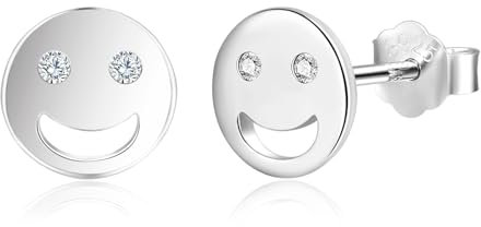 Ohrstecker Ohrringe Silber 925 Smile für Damen Mädchen Kinder Ohrstecker Kleine