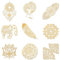OLYCRAFT 9 Stück 4x4cm Mandala Aufkleber Elefanten Aufkleber Selbstklebende Goldene Metall Aufkleber Feder Metall Aufkleber Für Sammelalben DIY Basteln Telefon Dekoration