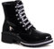 topschuhe24 2859 Damen Lack Stiefeletten Glitzer Worker Biker Boots, Farbe:Schwarz, Größe:37 EU