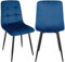 JIJIAN 2er Set Esszimmerstühle, Polsterstuhl Stühle mit Samtstoff und Schwarzen Metallbeinen, Küchenstühle mit 120 kg Tragkraft, Blau