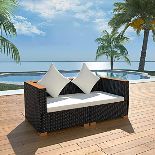 DYRJDJWIDHW Outdoor Kissen,gartenliege wetterfest,paletten,Gartensofa Poly Rattan SchwarzGeeignet für Garten, Swimmingpool, Wohnzimmer, Terrasse