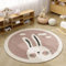 Viusneun Kinderteppich, Rund Kurzflor Wildtiere Teppiche Weich Waschbare Teppich Krabbeldecke rutschfest Teppiche fürs Babyzimmer Kleinkinderzimmer Wohnzimmer Schlafzimmer (Kaninchen,100cm)