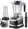 AMZCHEF 2-IN-1 Frullatore Professionale 2000W con Contenitore da 1850 ml e 600 ml per Due Modalità di Frullatura - 2000W Frullatore Tritatutto Multifunzione con Tamper e 6 Lame - Nero Opaco
