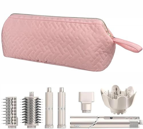 SivaLife Shark Flex Style Case for Dyson Airwrap/Hair Dryer, Travel Carrying Case for Shark Hair Dryer and Shark Attachments, Flat Curling Iron Hair Tools Travel Bag (Pink Quilt)