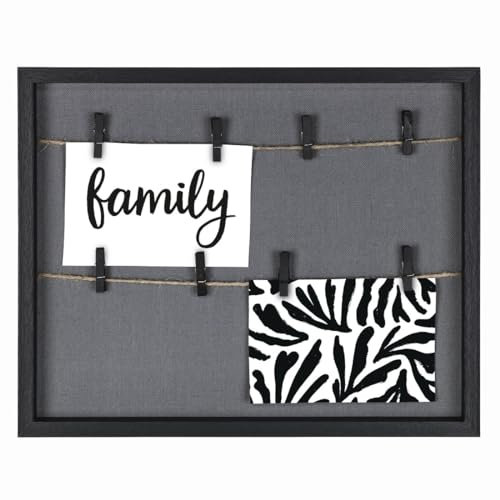 Hama Fotorahmen mit Klammern und Leine, 29,5 x 36,5 cm (tiefer Bilderrahmen mit Schnur, zum Hängen im Querformat, ideal als Bilderrahmen Deko, als Geldgeschenk zu Hochzeit, Taufe, Geburtstag) schwarz