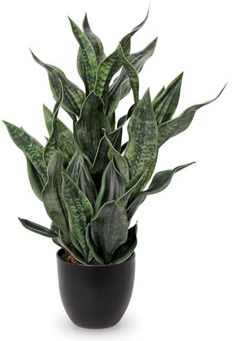 Arborus Planta de serpiente artificial grande de 31.8 pulgadas de alto, plantas de sansevieria falsa en maceta negra, planta artificial de serpiente, plantas artificiales para interiores, suegra,
