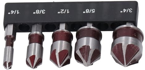 Senker-Bit-Set mit Sechskantschaft, Senker-Bohrer-Set, Bohrmaschinen-Teile, 1/4 3/8 1/2 5/8 3/4 Zoll 5 Nuten, 1/4 Zoll Sechskantschaft Holz-Bohrmaschinen-Teile-Zubehör