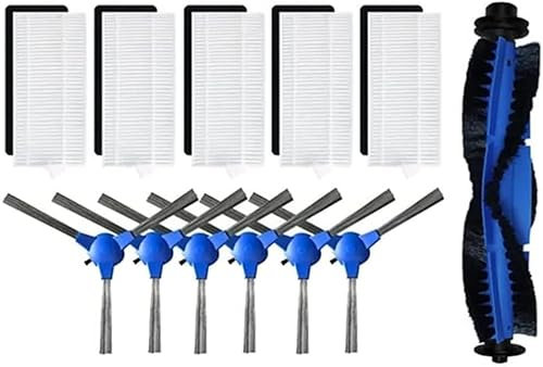 YUETTYY Lot de 12 brosses latérales principales de rechange pour aspirateur robot Venga VG Rvc 3000 3001, 1 brosse rouleau principale, 6 brosses latérales, 5 filtres HEPA