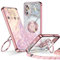 XYZ Coque pour Samsung Galaxy A15 5G Con Cordon, Mignonne et Luxueuse, Double Anneau Motif Cœur d'amour pour Femmes et Filles, Pailleté Souple Coque Samsung A15 5G, Or Rose