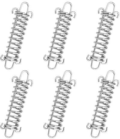 Realand 6-Pack Spannfeder für Zeltseil, Camping Zelt Frühling Schnalle Veranda Schwingen Federn Stahl Sonnenschutz Markise Seil Spanner Spanner, Hund Leine Stoßdämpfende Feder