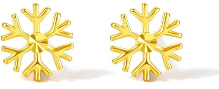 ZHOU LIU FU 18K Gold Schneeflocken-Ohrringe Kleine Ohrstecker Trendy Schmuck 750 Gold Ohrstecker für Frauen Geschenk