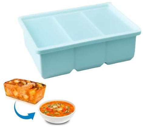 Neylokfen Suppe Einfrieren Behälter Silikon Gefrierbehälter mit Deckel Suppengefrier Eiswürfelform Gefriertablett Gefrierschale für Suppe Brühe Sauce (Himmelblau)