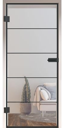 HORI Loft Glastür aus ESG-Sicherheitsglas: Modernes Rechteckiges Design Glastür Innentür für Wohnräume als stilvoller Raumteiler oder Raumtrenner – Unsere Hochwertige Tür aus Klarglas 1972 x 834 mm