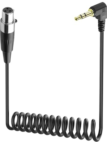 JSADZKJ Mini XLR auf 3,5 mm Audiokabel, TRS-Stecker mit 3-poligem XLR-Hemberkabel und Spirale für Videamaras, Mikrofone 1,64ft